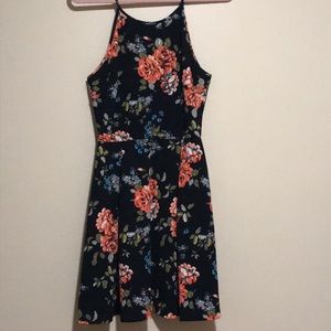 Halter Floral Skater Dress